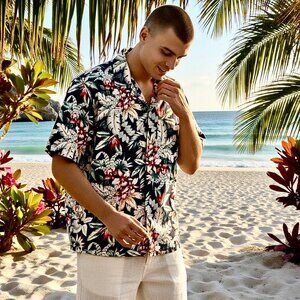 Evalani Vintage Hawaiian Cotton Shirt Chest Pocket